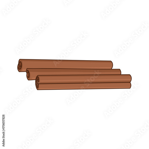 Vector illustration of cinnamon sticks, aromatic spice used in cooking, baking, beverages, and traditional herbal remedies.