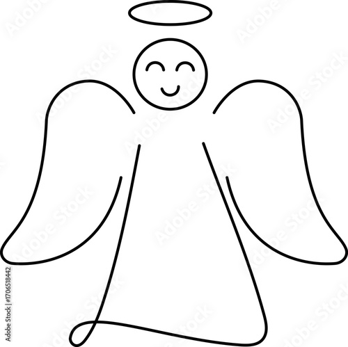 Divine halo with angel wings and heart. Power of Divine Love. Minimalistic Vector Illustration on a transparent background