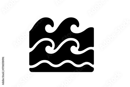 Black wave design symbolizes ocean movement and energy, suitable for various artistic and commercial uses