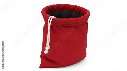 Wallpaper Mural A red fabric drawstring bag stands open on a white surface revealing its black interior and a white rope Torontodigital.ca
