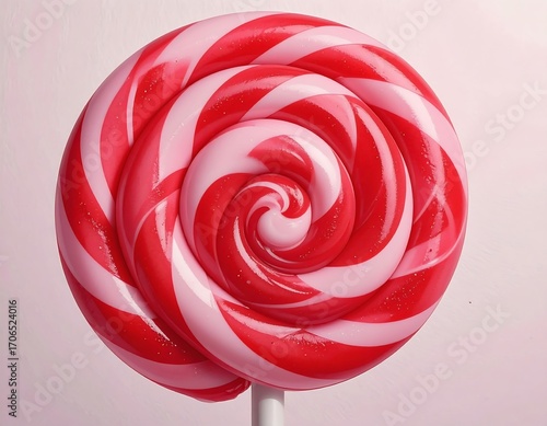 Round lollipop with red and pink swirls