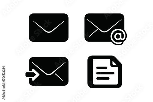 Symbols representing email communication used for digital correspondence and messaging in a modern context