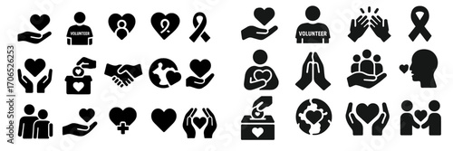 Symbols representing community service, support, and compassion for charitable activities and social causes
