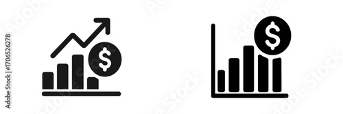 Graphical representation of financial growth with upward trends and bar charts illustrating economic data analysis