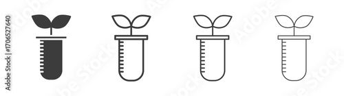 Test tube with plant icon style illustration. EPS 10 file