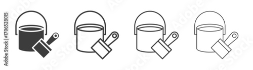 Paint bucket and paint brush icon style illustration. EPS 10 file