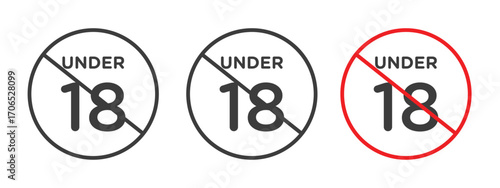 No under eighteen sign style illustration. EPS 10 file