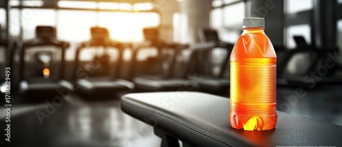 Orange sports drink bottle gym