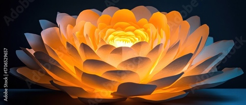 Illuminated paper flower decor