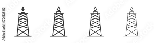 Shale gas rig icon style illustration. EPS 10 file