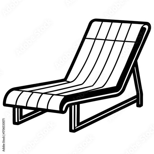 Modern lounge chair silhouette with clean lines isolated on white background