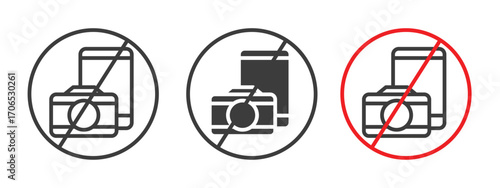 Photo and phone forbidden sign style illustration. EPS 10 file
