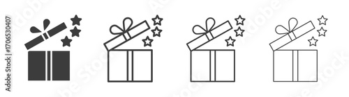 Open gift box icon style illustration. EPS 10 file