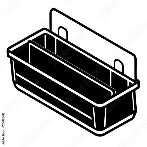 Black silhouette of a two compartment hanging organizer isolated on white background