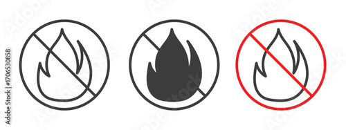 No fire sign pack. vector glyph flat icons