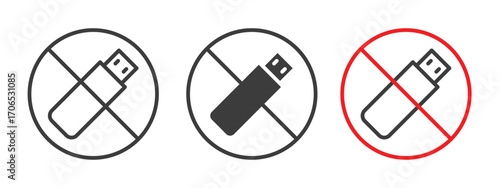 No USB flash drive sign style illustration. EPS 10 file