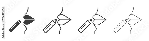 Lip pencil icon style illustration. EPS 10 file