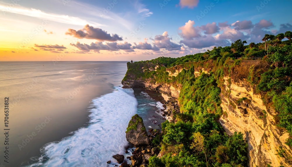 Fototapeta premium Dramatic coastal cliffs at sunset (1)