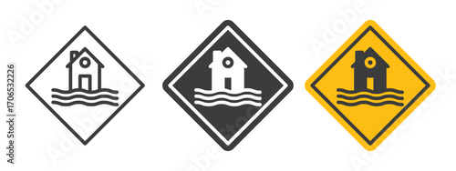 Flood disaster sign style illustration. EPS 10 file