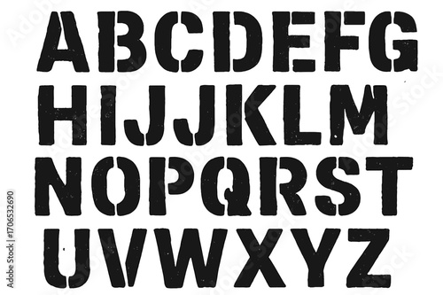 Alphabet collage featuring bold letters in uppercase showcasing a vintage style on a plain background