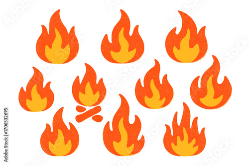 Colorful flames arranged in a playful manner to create a vibrant atmosphere for creative projects or designs