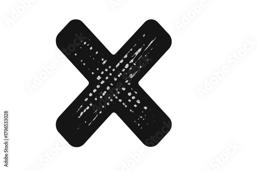 Bold black cross symbol on a plain white background representing striking contrast and simplicity in design elements