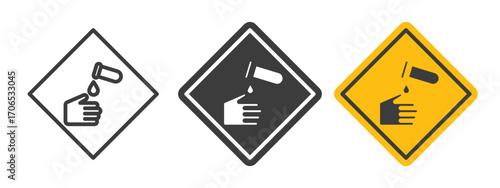 Corrosive acid safety sign style illustration. EPS 10 file