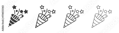 Confetti party popper icon style illustration. EPS 10 file