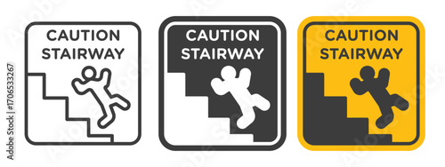 Caution stairway sign style illustration. EPS 10 file