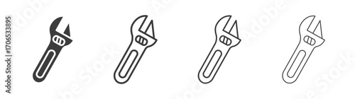 Adjustable wrench icon style illustration. EPS 10 file