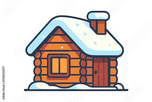 Cozy wooden cabin covered in snow during winter season roof cabin with snow