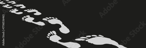Collection human footprints vector. Boot sole, bare feet, baby footprint, high heel.