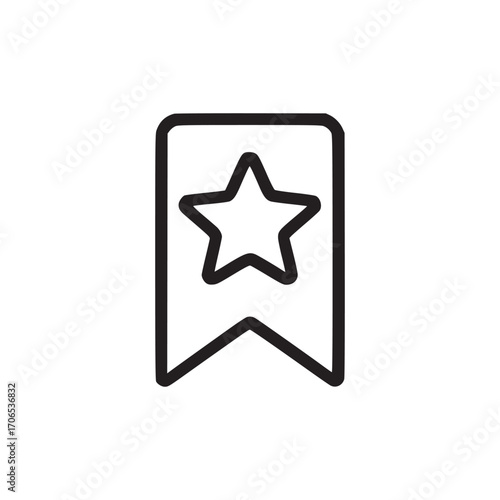 Vector art of bookmark with star minimalist line art icon of favorite, save, remember, and mark simple vector illustration for web, app, or print use this icon to represent important content