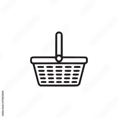 Vector art of shopping basket icon simple line drawing of a basket with a handle, perfect for illustrating shopping, markets, or online retail concepts clean and minimalist design