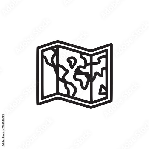 Illustration of a map this simple line art icon represents travel, exploration, and geography in a minimalist and modern style, perfect for web and print design