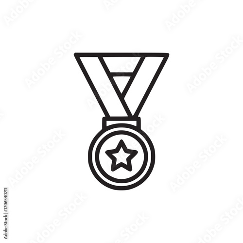 Illustration of a medal this simple line art icon represents achievement, award, and recognition in a minimalist and modern style, perfect for web and print design
