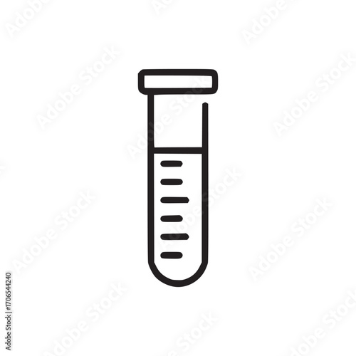 Vector art of test tube icon chemical laboratory glassware equipment experiment flask for science research, medicine or analysis simple black line vector pictogram, modern outline element