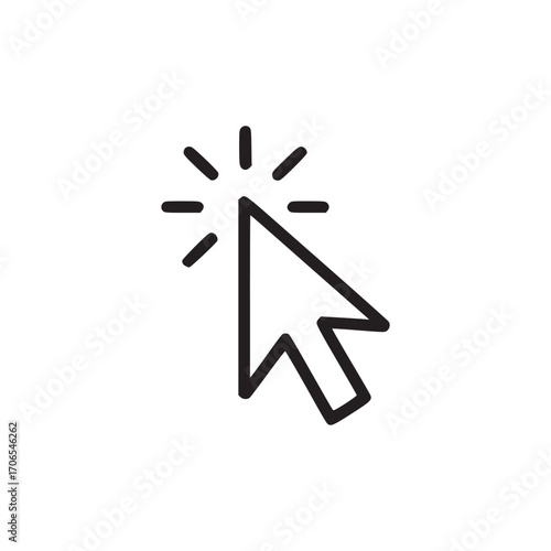 Vector art of clicking cursor an arrow cursor clicking, symbolizing interaction, selection, and digital engagement in a clean and minimalist design for user interface and web design projects