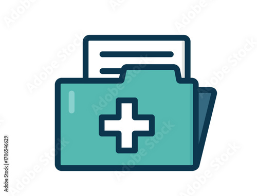 Stylized illustration of medical files. Medical record, medicine and healthcare symbol. Isolated vector image