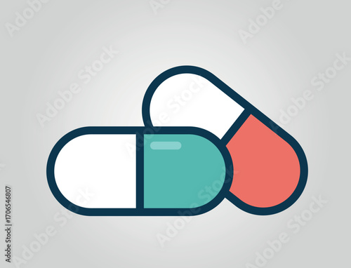 Pills illustration. Stylized Medication and pharmacy design element. Isolated vector image
