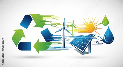 Sustainable Energy Flow Green Technologies Integration Graphic