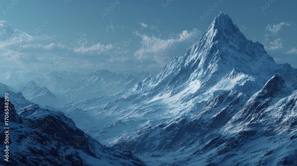 Obraz premium Majestic alpine landscape featuring snow-covered peaks beneath a serene sky