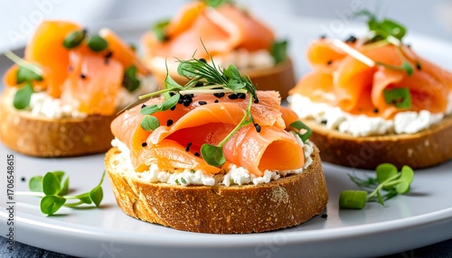 Smoked salmon and cream cheese bruschetta