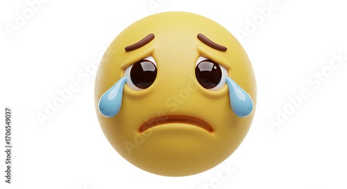 Sad emoji crying tears of sorrow and despair, expressing deep emotional pain and heartbreak