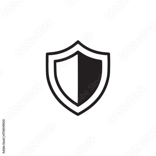 Vector art of shield icon this minimalist line art illustration features a classic shield design, perfect for representing security, protection, and defense its clean lines and white backdrop make it 
