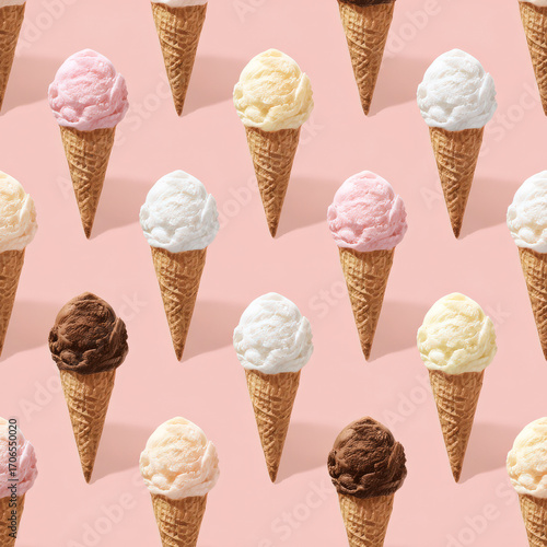 Digital design with a pastel-style ice cream cone pattern for graphics and visual content