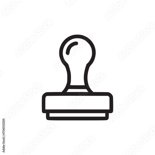 Illustration of a rubber stamp, symbolizes approval, verification, or an official mark in a simple, clean line art style, suitable for various design purposes