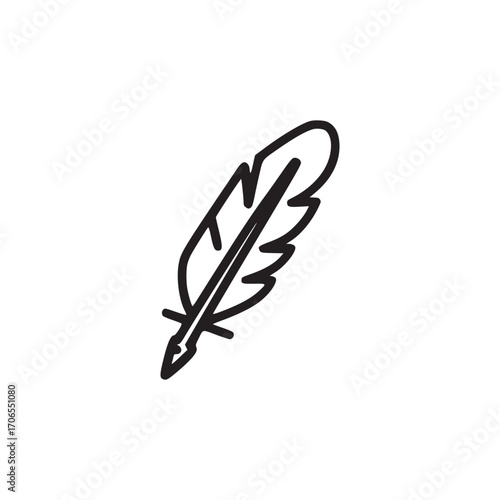 Illustration of a delicate feather, conveying lightness, freedom, and creativity, perfect for designs related to writing, art, nature, or spiritual themes with minimalist style