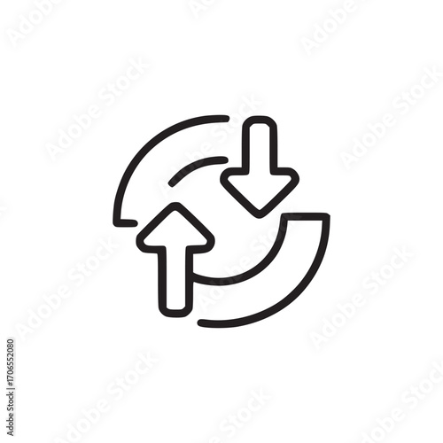 Vector art of sync icon with arrows this minimalist vector illustration represents a simple and elegant design suitable for various applications, including web design, mobile apps, and print media