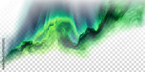 Vector Northern Lights or Aurora Borealis effect isolated on transparent background.